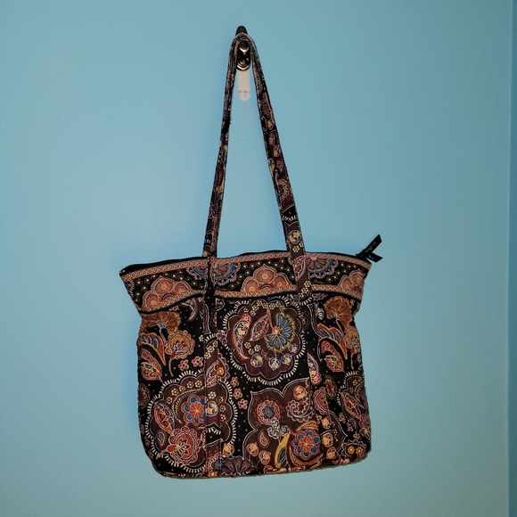 Vera Bradley Brown Kensington Paisley Shoulder Purse - Picture 5 of 8
